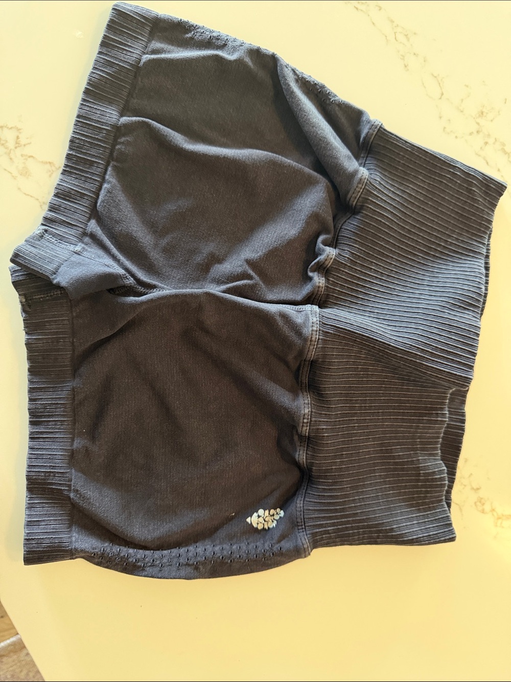 FP Movement by Free People Black Ribbed High-Rise Bike Shorts